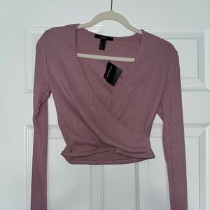 Forever 21 cropped long sleeve mauve sweater top (size Medium)